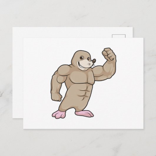 Mole als Bodybuilder met grote spieren Briefkaart (Voorkant / Achterkant)