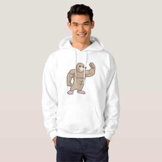 Mole als Bodybuilder met grote spieren Hoodie (Voorkant volledig)