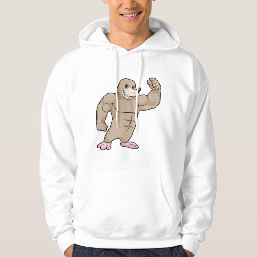 Mole als Bodybuilder met grote spieren Hoodie (Voorkant)