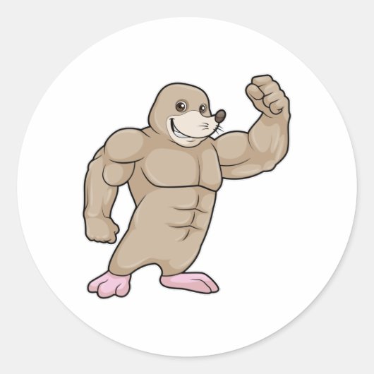 Mole als Bodybuilder met grote spieren Ronde Sticker (Voorkant)