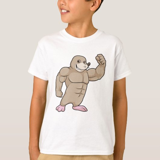 Mole als Bodybuilder met grote spieren T-shirt (Voorkant)