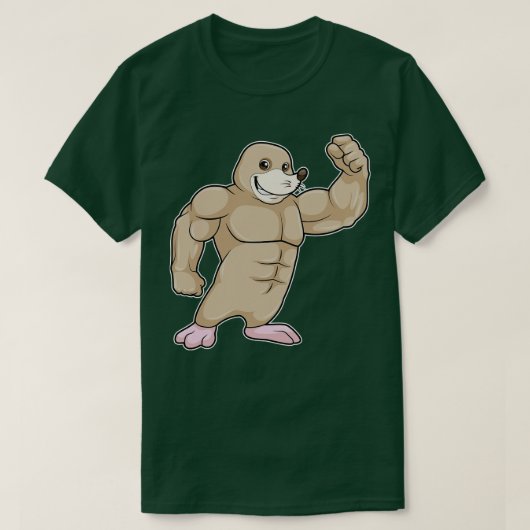 Mole als Bodybuilder met grote spieren T-shirt (Design voorkant)