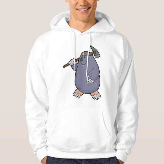 Mole als boer met Pickaxe & Spotlight Hoodie (Voorkant)