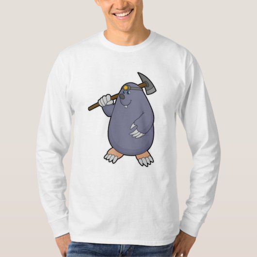 Mole als boer met Pickaxe & Spotlight T-shirt (Voorkant)