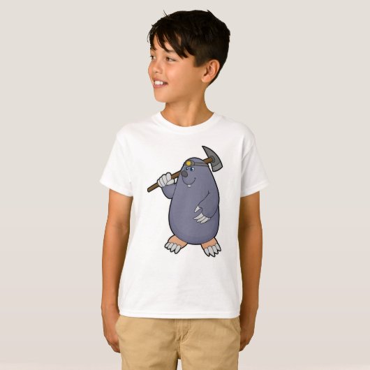 Mole als boer met Pickaxe & Spotlight T-shirt (Voorkant volledig)