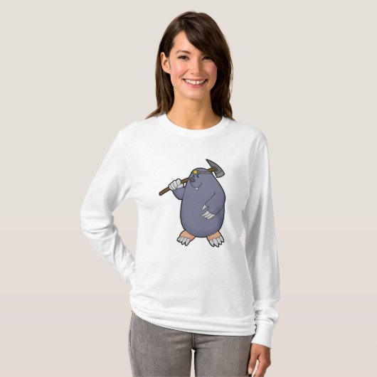 Mole als boer met Pickaxe & Spotlight T-shirt (Voorkant volledig)