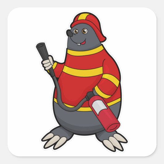 Mole als brandblusmiddel met brandblusapparaat vierkante sticker (Voorkant)
