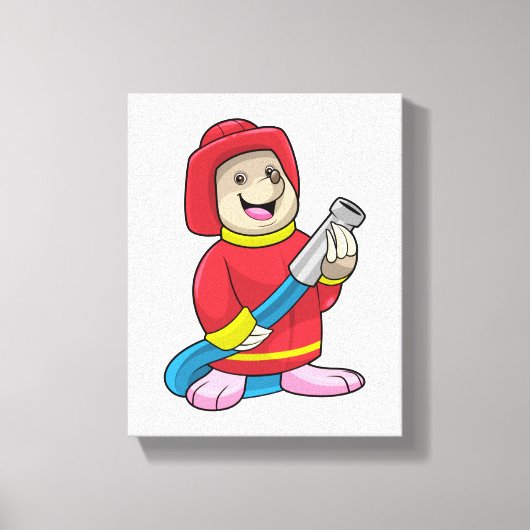 Mole als brandweerman met slang canvas afdruk (Voorkant)