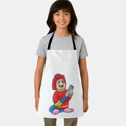 Mole als brandweerman met slang schort (Insitu)