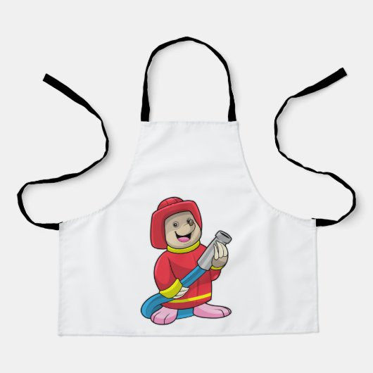 Mole als brandweerman met slang schort (Voorkant)