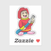 Mole als brandweerman met slang sticker (Vel)