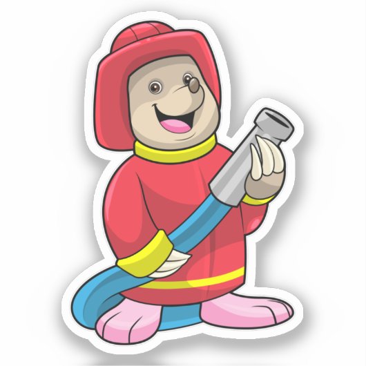 Mole als brandweerman met slang sticker (Voorkant)