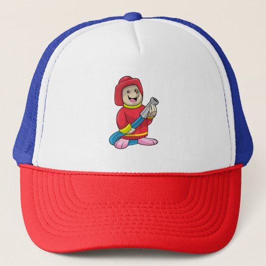 Mole als brandweerman met slang trucker pet (Voorkant)