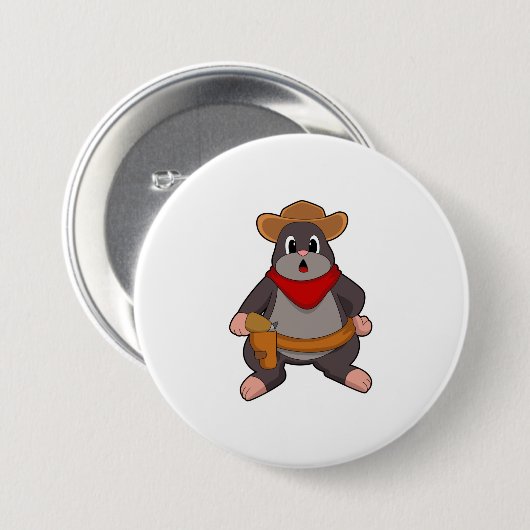 Mole als Cowboy Ronde Button 7,6 Cm (Voorkant /achterkant)