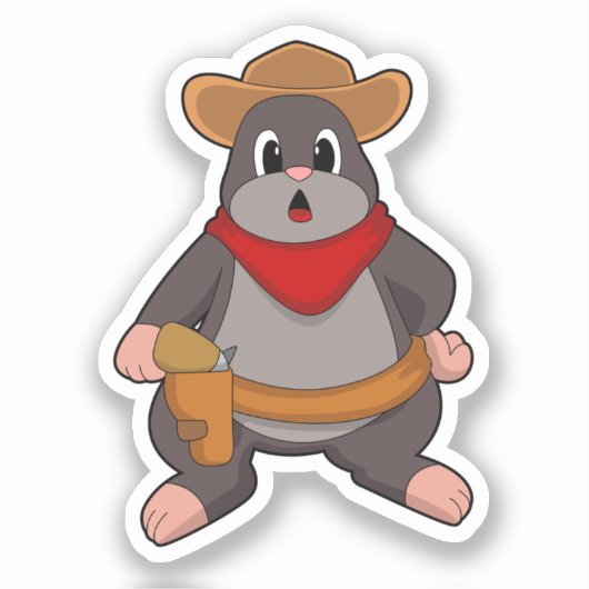 Mole als Cowboy Sticker (Voorkant)