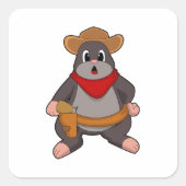 Mole als Cowboy Vierkante Sticker (Voorkant)