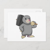 Mole als Handyman met Hammer Briefkaart (Voorkant / Achterkant)