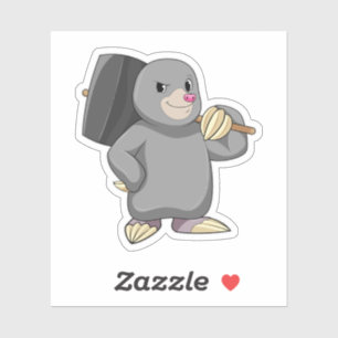 Mole als Handyman met Hammer Sticker