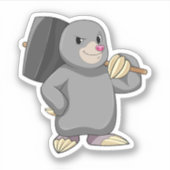 Mole als Handyman met Hammer Sticker (Voorkant)