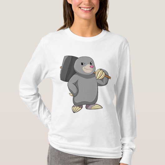 Mole als Handyman met Hammer T-shirt (Voorkant)