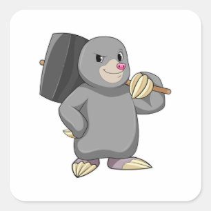 Mole als Handyman met Hammer Vierkante Sticker
