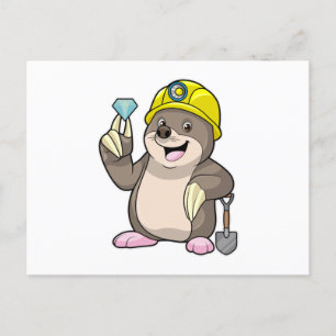 Mole als Miner met Shovel & Diamond Briefkaart