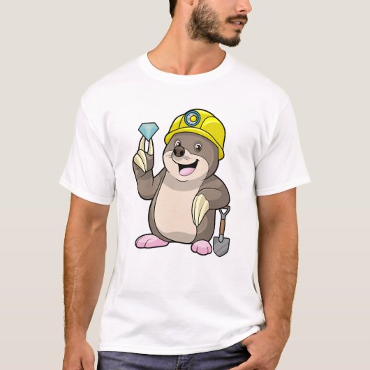Mole als Miner met Shovel & Diamond T-shirt (Voorkant)