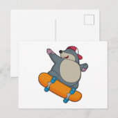 Mole als Skater met skateboard Briefkaart (Voorkant / Achterkant)
