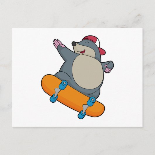 Mole als Skater met skateboard Briefkaart (Voorkant)