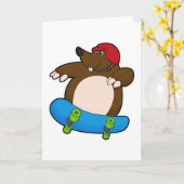 Mole als Skater met skateboard en helm Kaart (Gele Bloem)