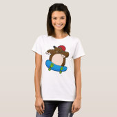 Mole als Skater met skateboard en helm T-shirt (Voorkant volledig)