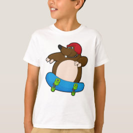 Mole als Skater met skateboard en helm T-shirt