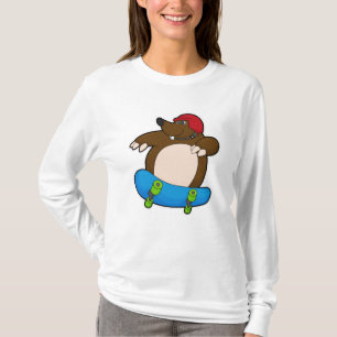 Mole als Skater met skateboard en helm T-shirt