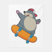 Mole als Skater met skateboard Fleece Deken (Voorkant)