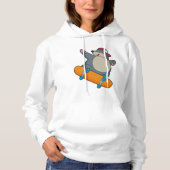 Mole als Skater met skateboard Hoodie (Voorkant)