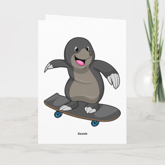 Mole als Skater met skateboard Kaart (Achterkant)
