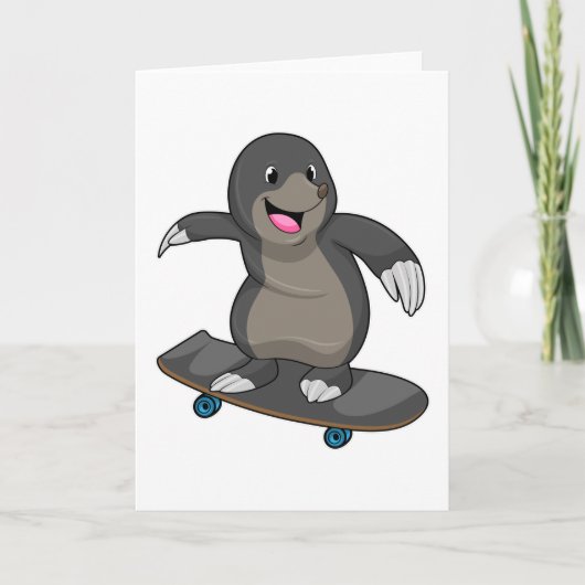 Mole als Skater met skateboard Kaart (Voorkant)