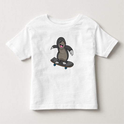 Mole als Skater met skateboard Kinder Shirts (Voorkant)
