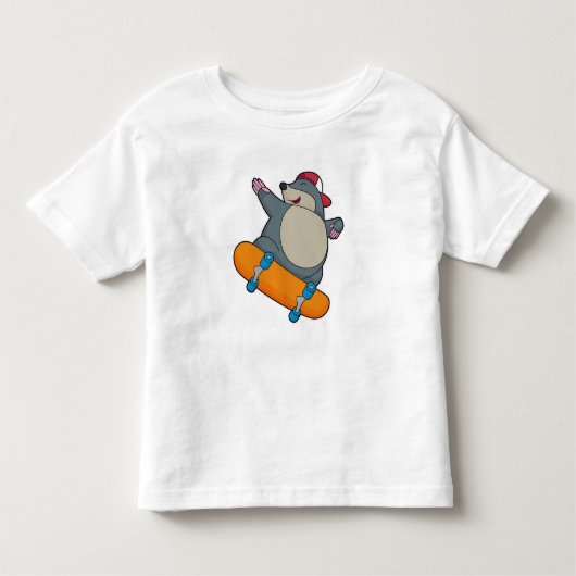 Mole als Skater met skateboard Kinder Shirts (Voorkant)