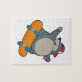 Mole als Skater met skateboard Legpuzzel (Horizontaal)