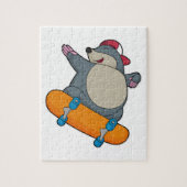 Mole als Skater met skateboard Legpuzzel (Verticaal)
