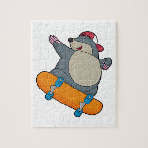 Mole als Skater met skateboard Legpuzzel