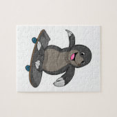 Mole als Skater met skateboard Legpuzzel (Horizontaal)