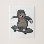 Mole als Skater met skateboard Legpuzzel (Verticaal)