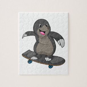Mole als Skater met skateboard Legpuzzel