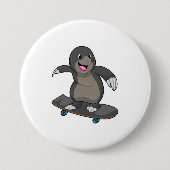 Mole als Skater met skateboard Ronde Button 7,6 Cm (Voorkant)