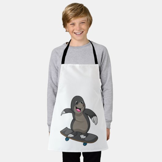 Mole als Skater met skateboard Schort (Gedragen)