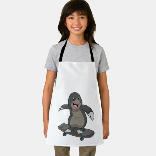 Mole als Skater met skateboard Schort (Insitu)