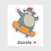 Mole als Skater met skateboard Sticker (Vel)
