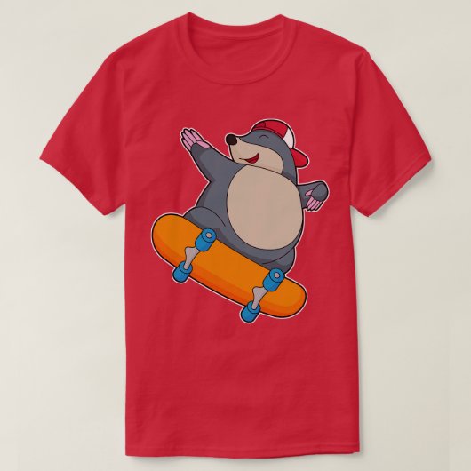 Mole als Skater met skateboard T-shirt (Design voorkant)